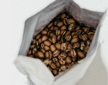 coffee beans inside pack